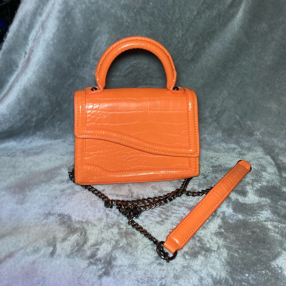 Zara Orange Croc-Embossed Mini Bag